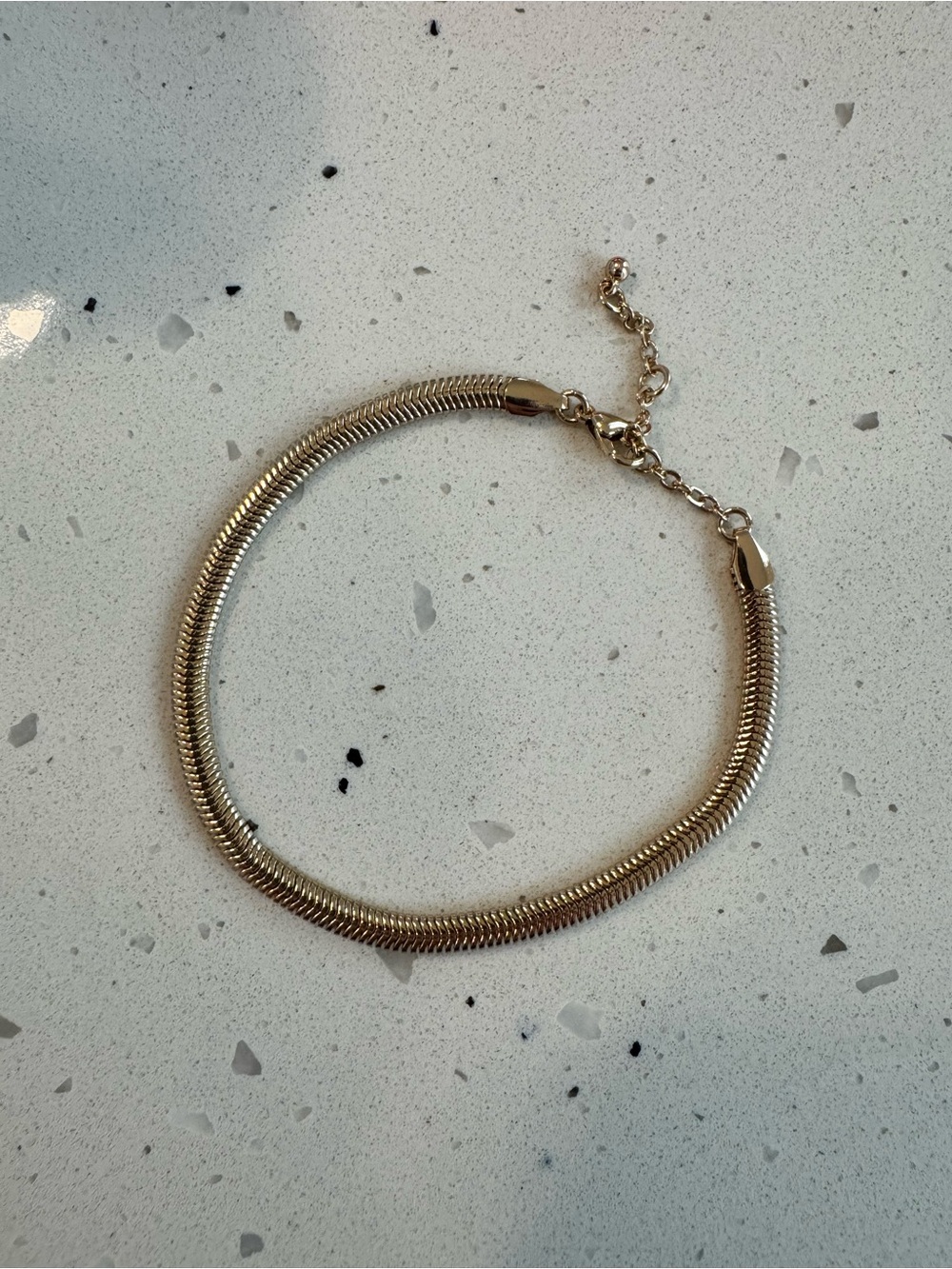 90’s Gold Snake Chain Anklet with Adjustable Closure